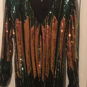 Banjul sequined dress size 8 medium, tea length, nwt, lined, multicolor